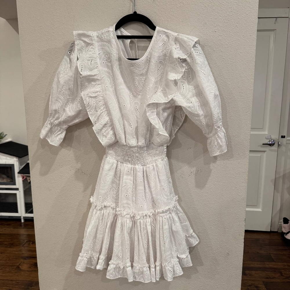 MISA Los Angeles White Embroidered Dress XS